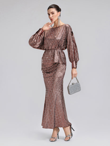 Rhinestone Side Slit Fishtail Skirt