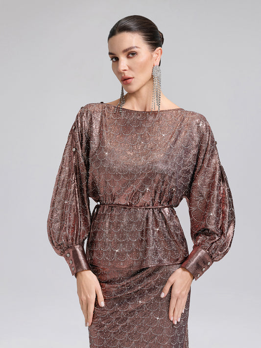 Off-Shoulder Rhinestone Top