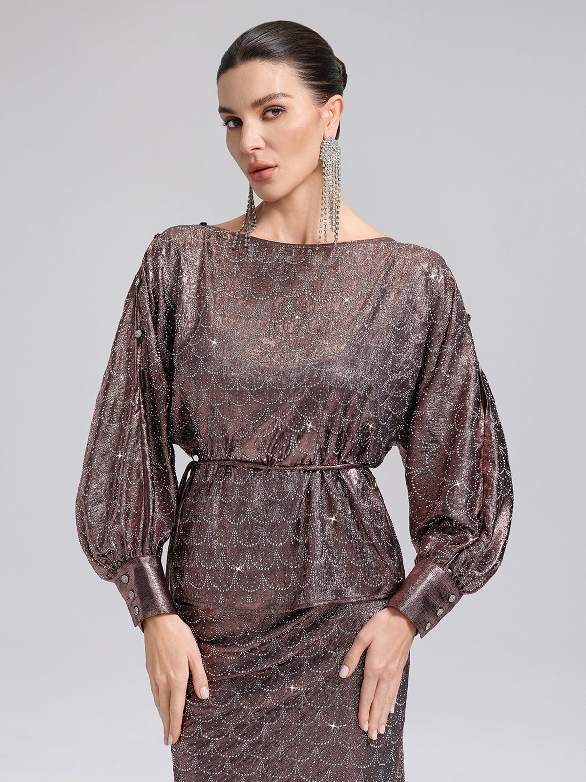 Off-Shoulder Rhinestone Top