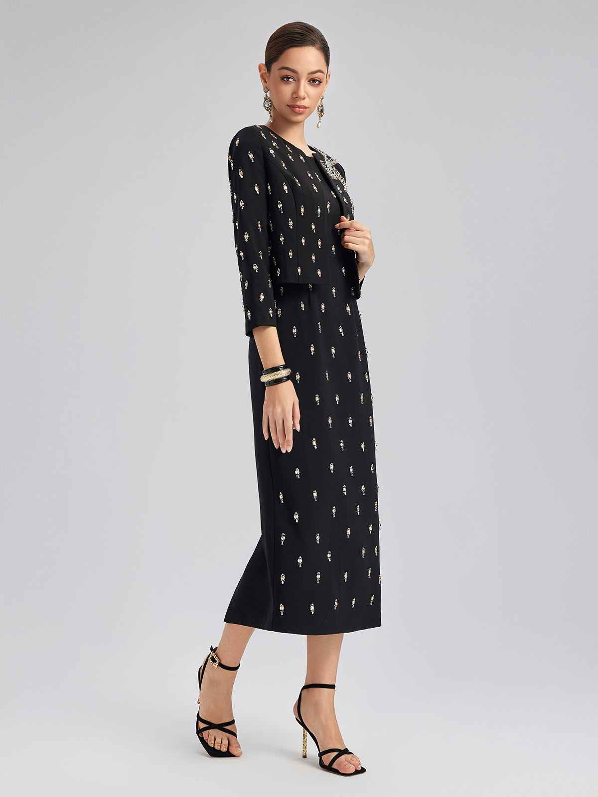 Hand-Beaded Bow Detail Jacket