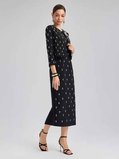 Hand-Beaded Bow Detail Jacket