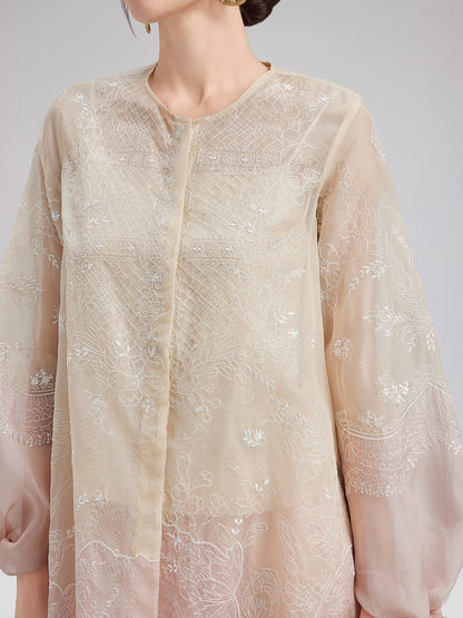 Gradient Embroidered Organza Top