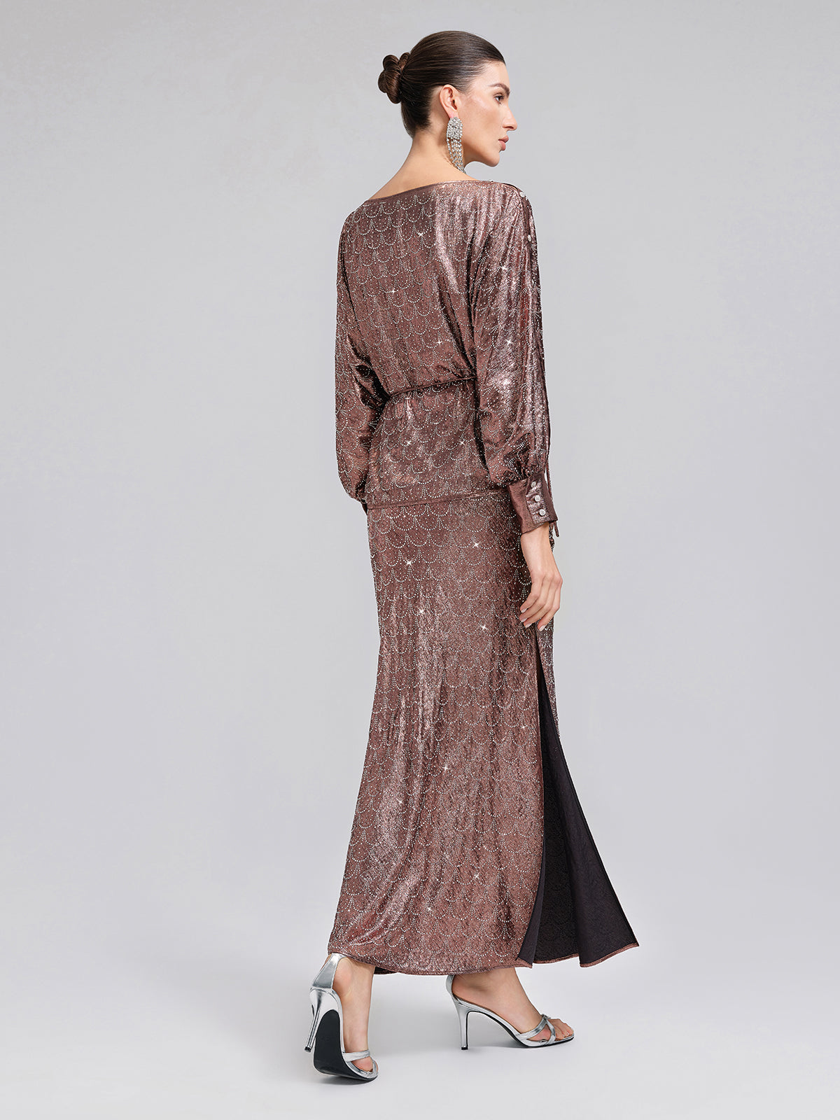 Rhinestone Side Slit Fishtail Skirt