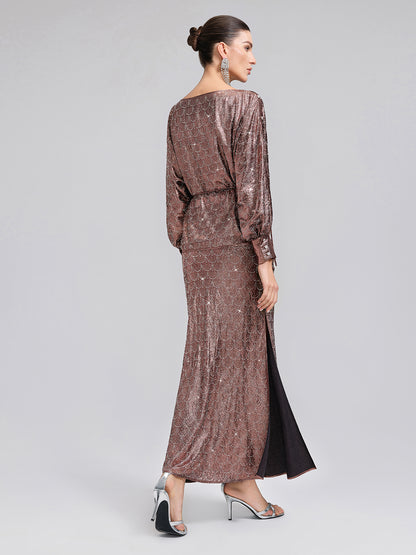 Rhinestone Side Slit Fishtail Skirt