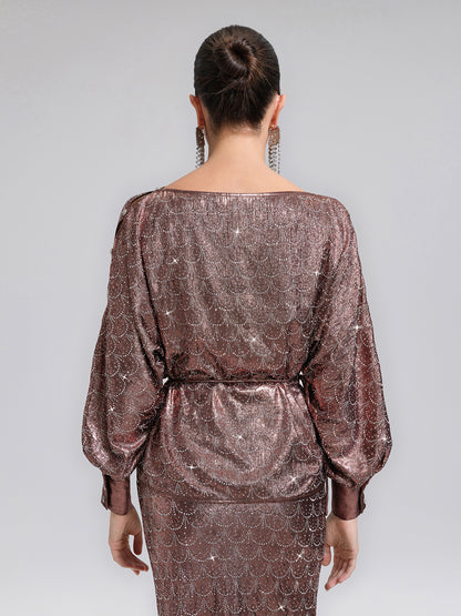 Off-Shoulder Rhinestone Top