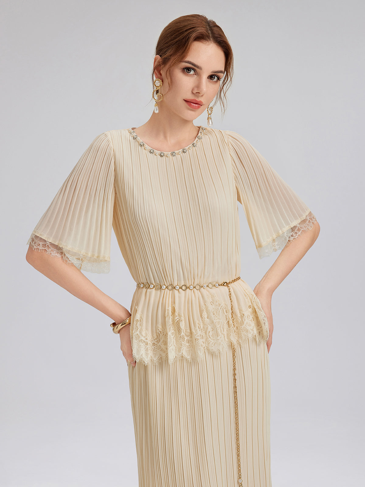 Final Sale | Pleated Lace Stretch Waist Set