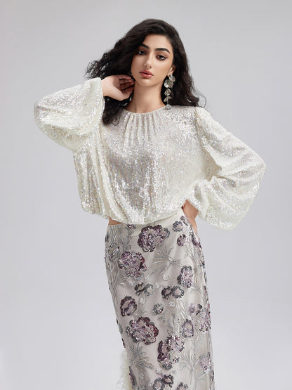 Colorful Sequin Neo Chinese Style Top