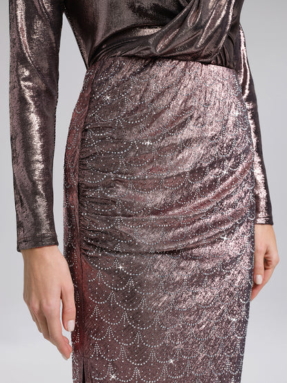 Rhinestone Side Slit Fishtail Skirt