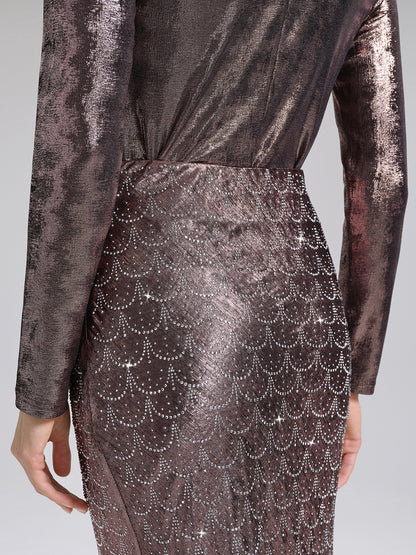 Rhinestone Side Slit Fishtail Skirt