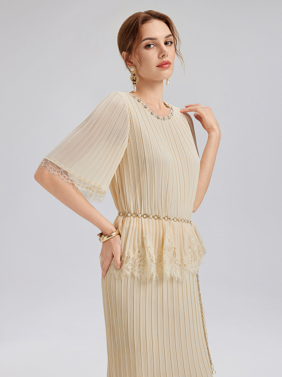 Final Sale | Pleated Lace Stretch Waist Set