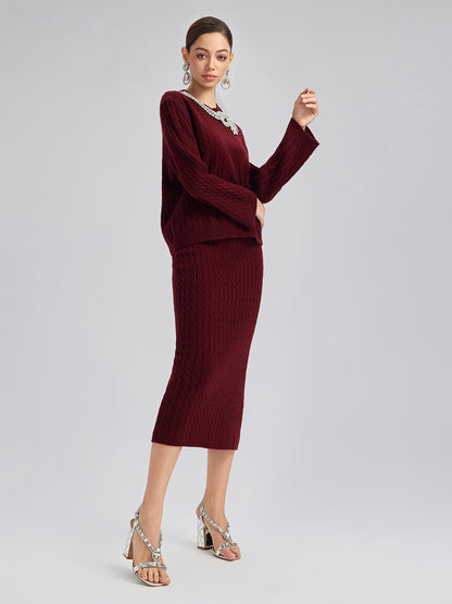 Knit Wool Handcrafted Crystal Bow Set (100% Wool)