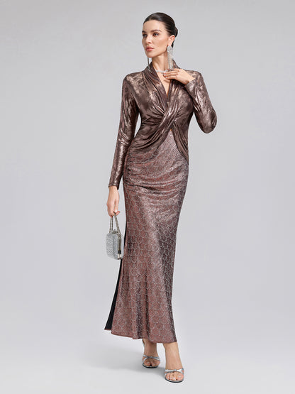 Rhinestone Side Slit Fishtail Skirt