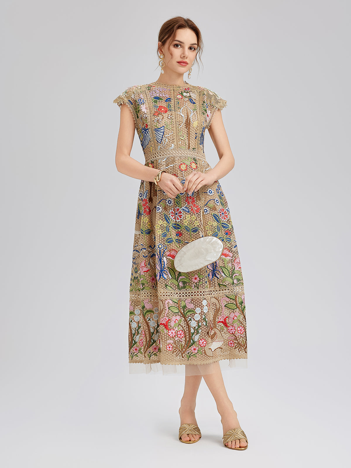 Colorful Floral Embroidered Artistic Dress RICHRADIQS Colorful Floral Embroidered Artistic Dress RICHRADIQS