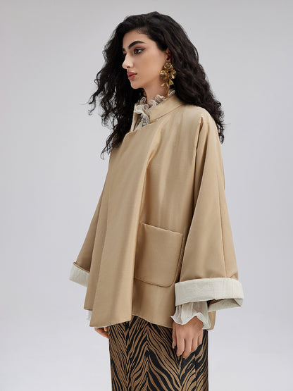 Vintage Chinese Asymmetric Collar Jacket