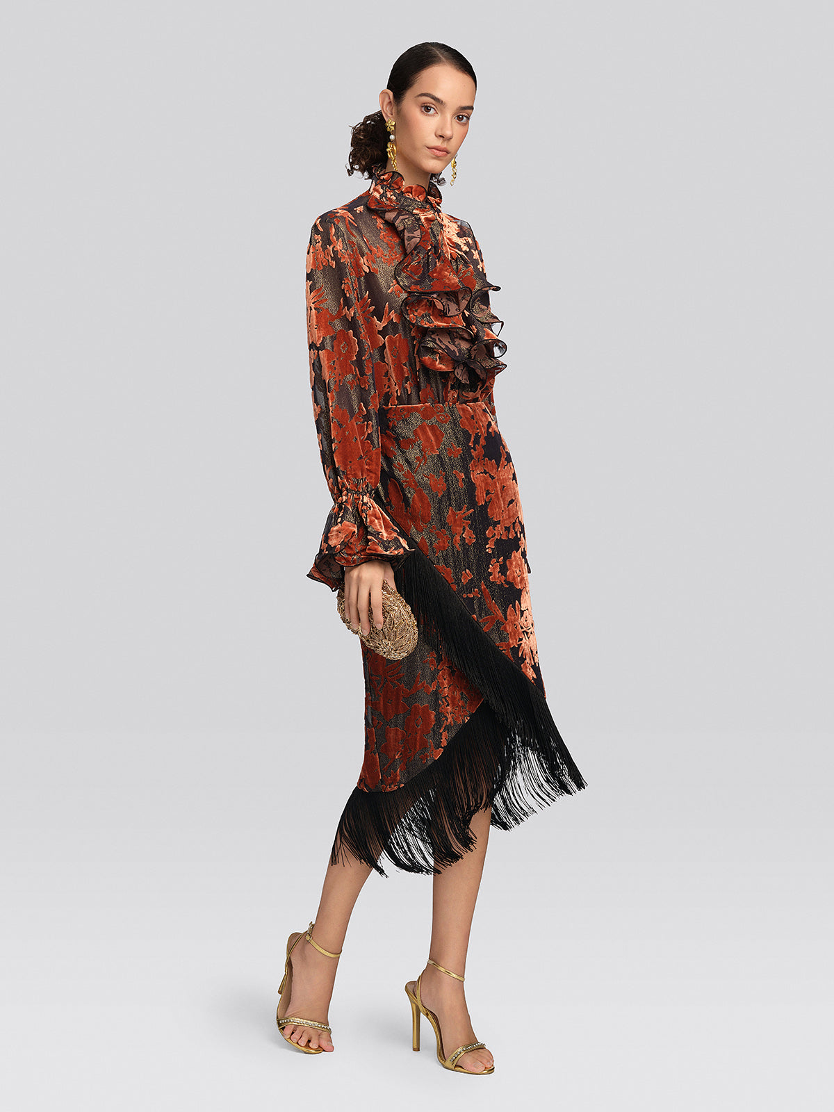 Glittery Silk Burnout Velvet Blouse