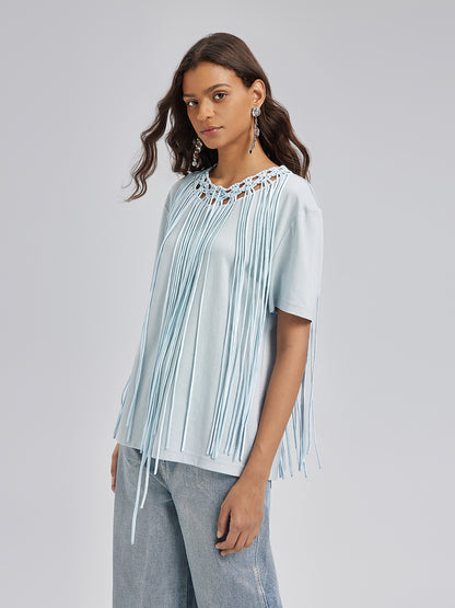 Handcrafted Woven Tassel T-Shirt