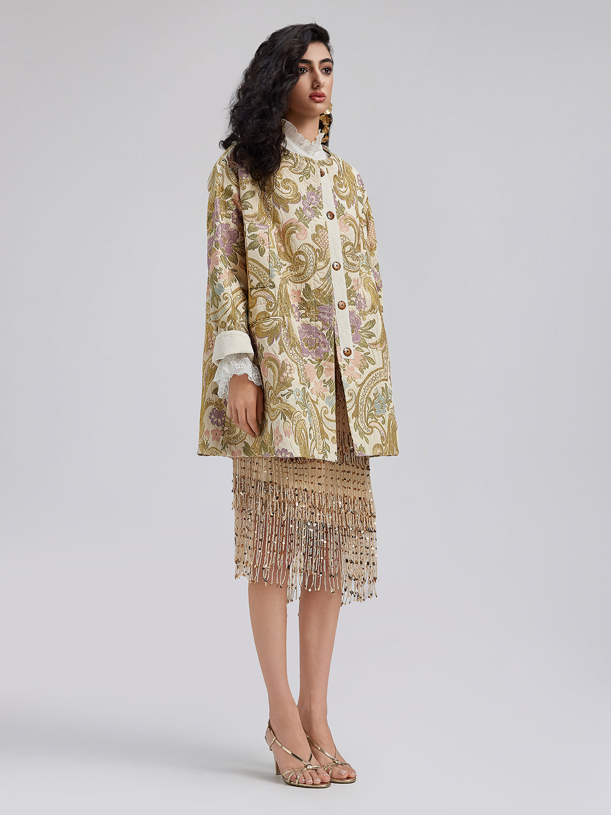 New Chinese Style Vintage Woven Gold Jacket