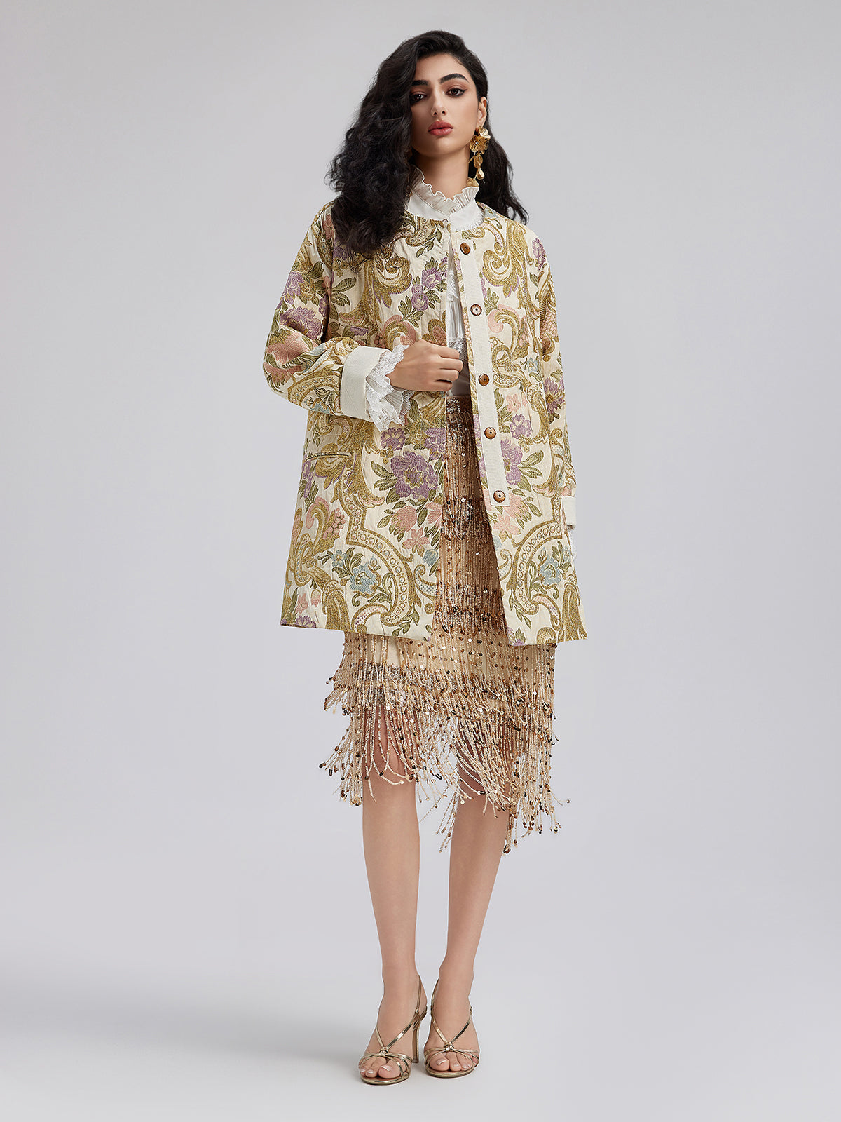 New Chinese Style Vintage Woven Gold Jacket