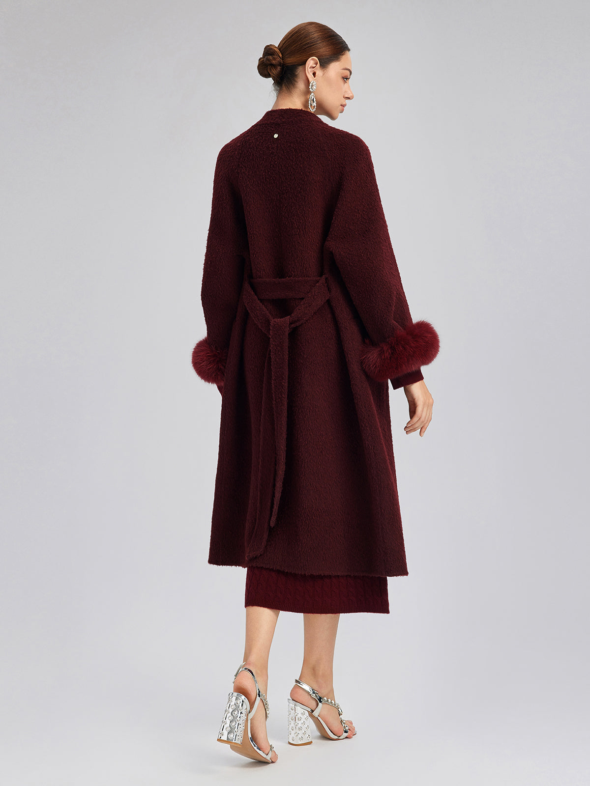 Single-Breasted Reversible Wool Coat (Detachable Cuffs Included)