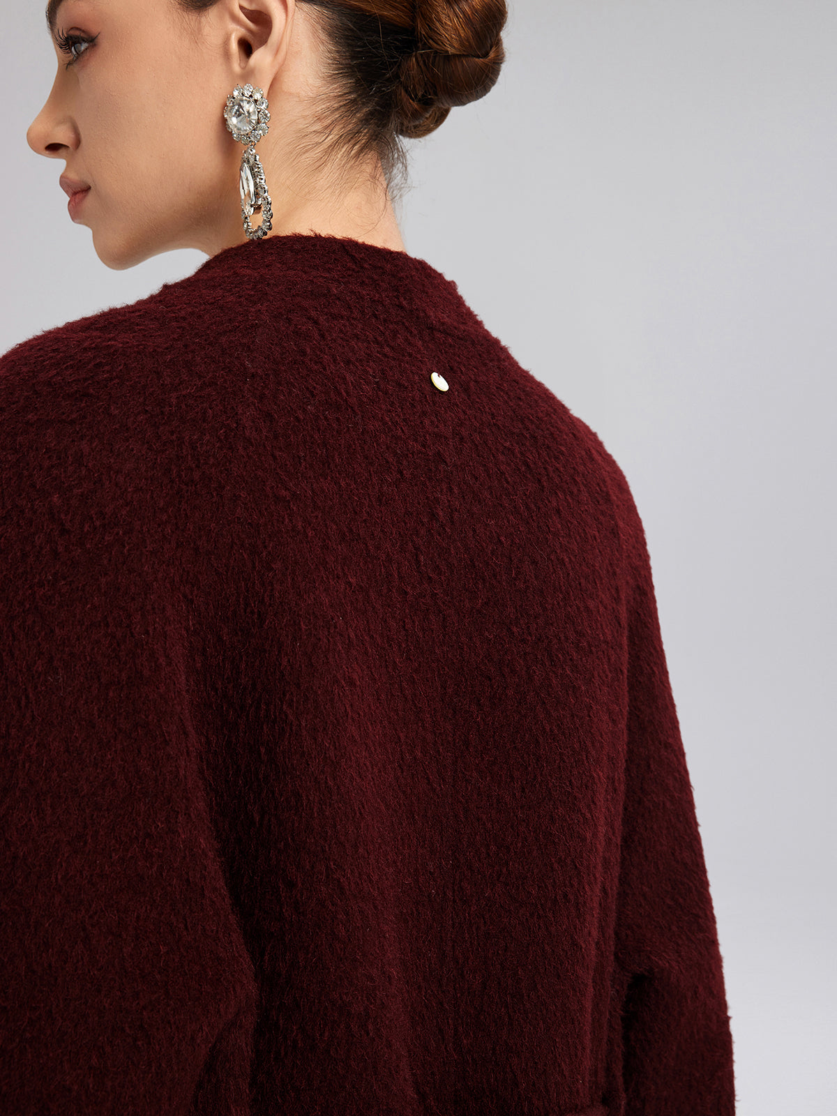 Single-Breasted Reversible Wool Coat (Detachable Cuffs Included)