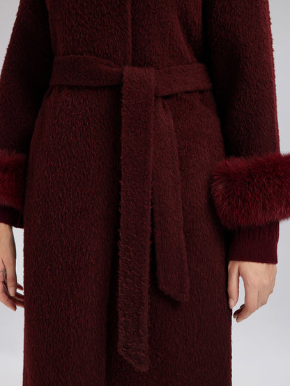 Single-Breasted Reversible Wool Coat (Detachable Cuffs Included)