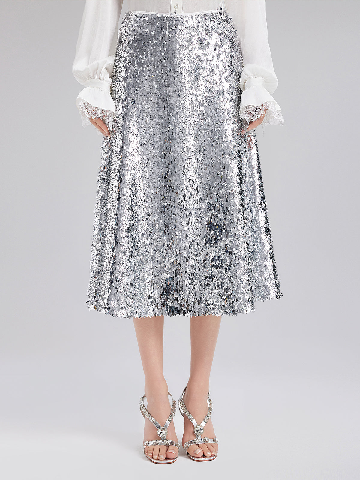 Sparkling Sequin High-Waist Skirt