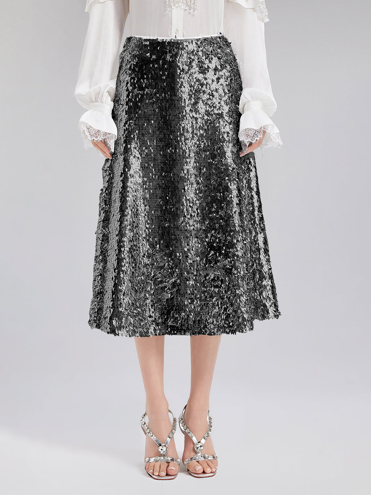 Sparkling Sequin High-Waist Skirt