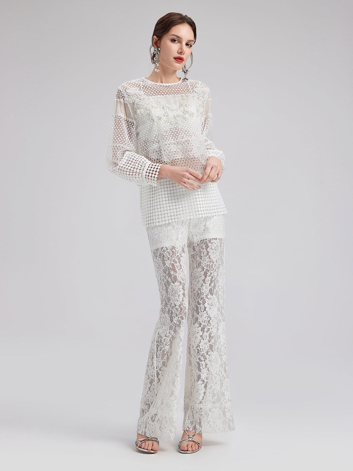 Embellished Beaded Lace Hollow Top