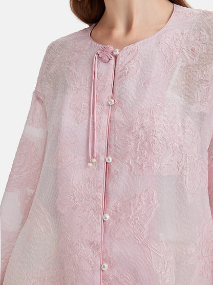 Silk Jacquard Embroidered Cardigan