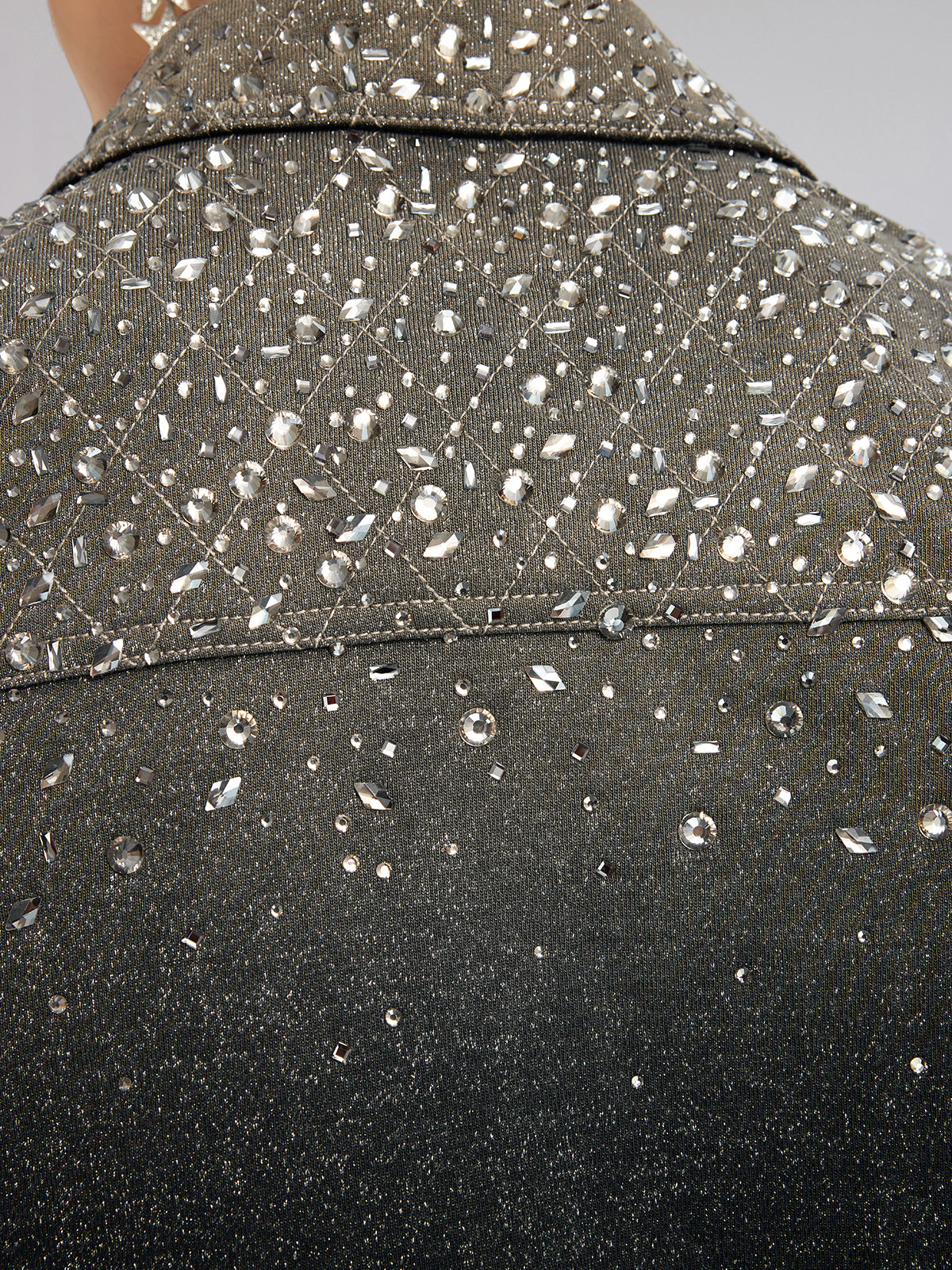 Handcrafted Rhinestone Gradient Knit Jacket