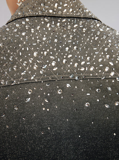 Handcrafted Rhinestone Gradient Knit Jacket