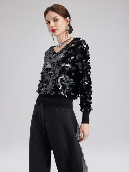 Luxe Sequin Wool Knit Top