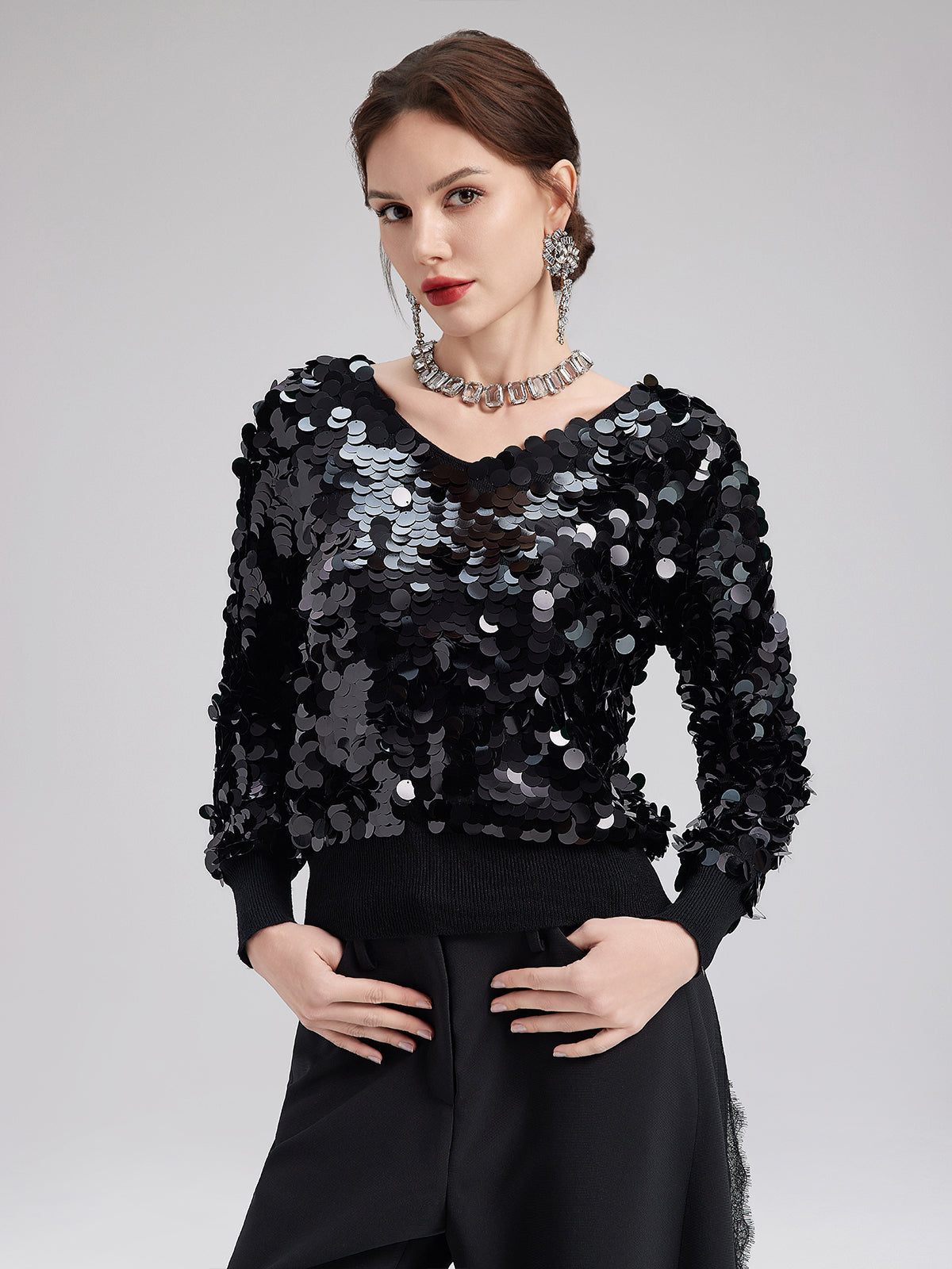 Luxe Sequin Wool Knit Top