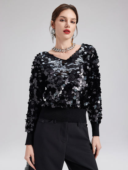 Luxe Sequin Wool Knit Top