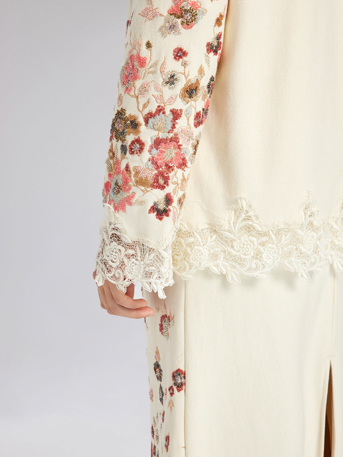 Final Sale | Floral Sequin Embroidered Knit Hoodie