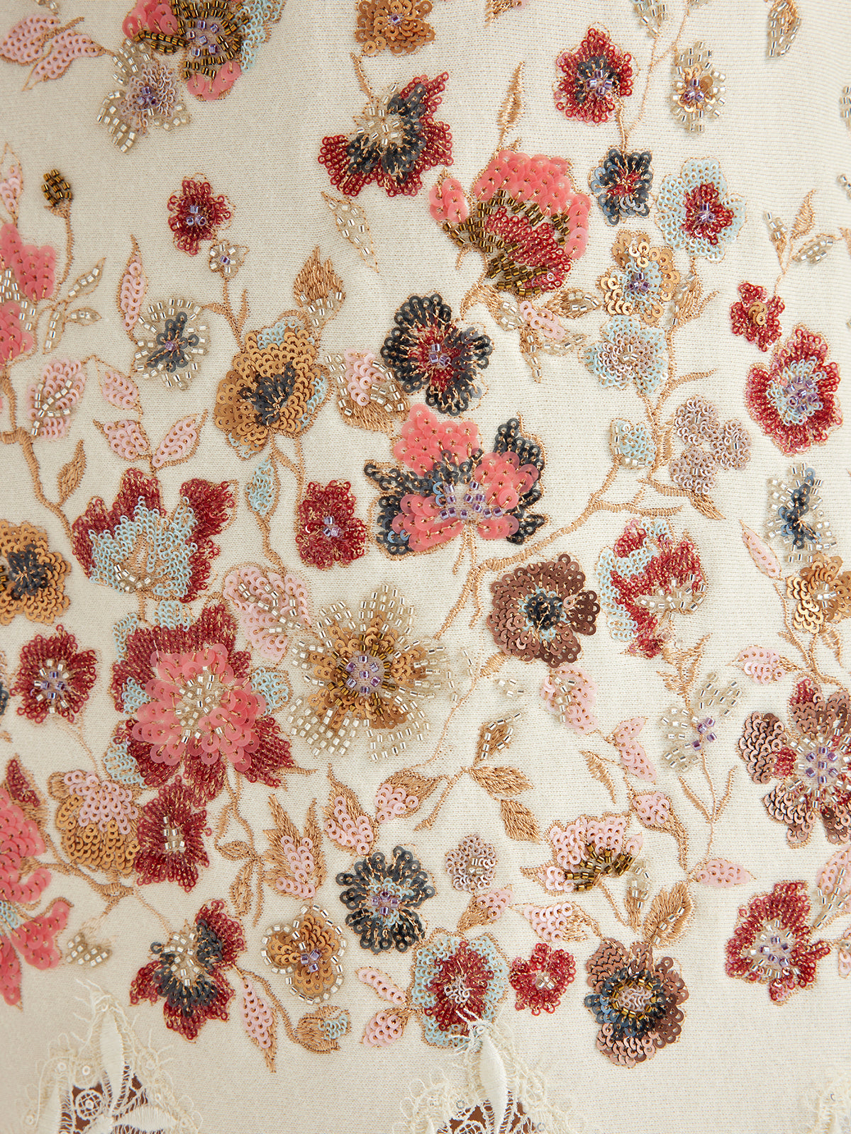 Floral Sequin Embroidered Knit Skirt