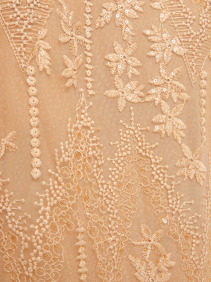 Beaded Lace Ruffled-Collar Blouse