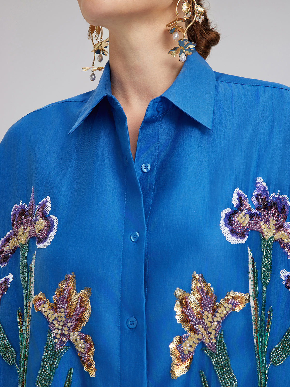 Final Sale | 3D Floral Embroidered Loose Shirt