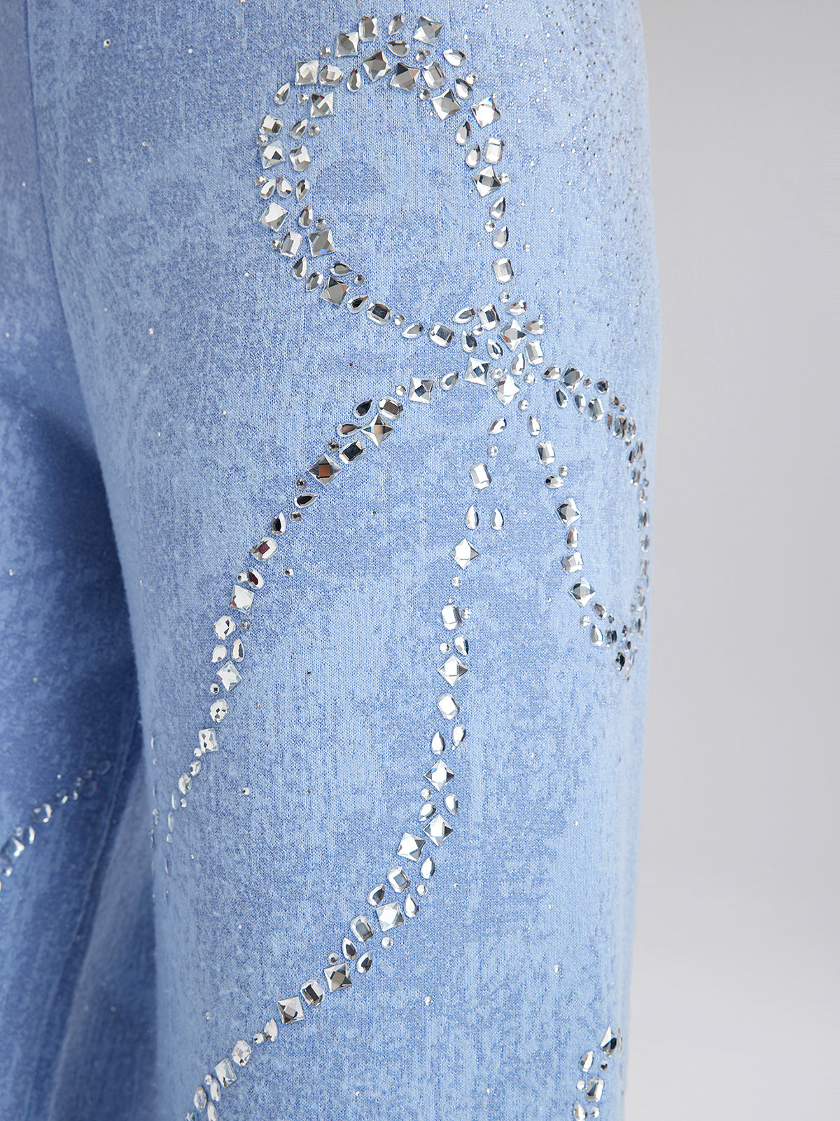 Wool Rhinestone-Embellished Jacquard Stretch Pants