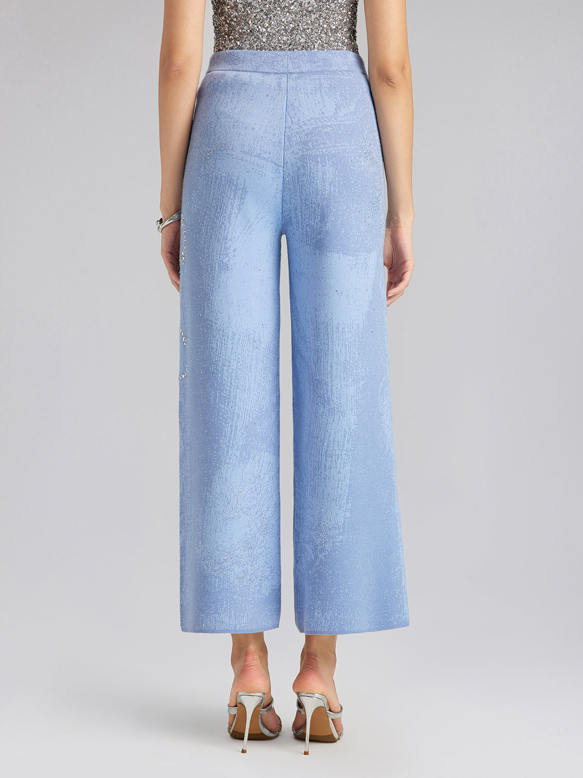 Wool Rhinestone-Embellished Jacquard Stretch Pants