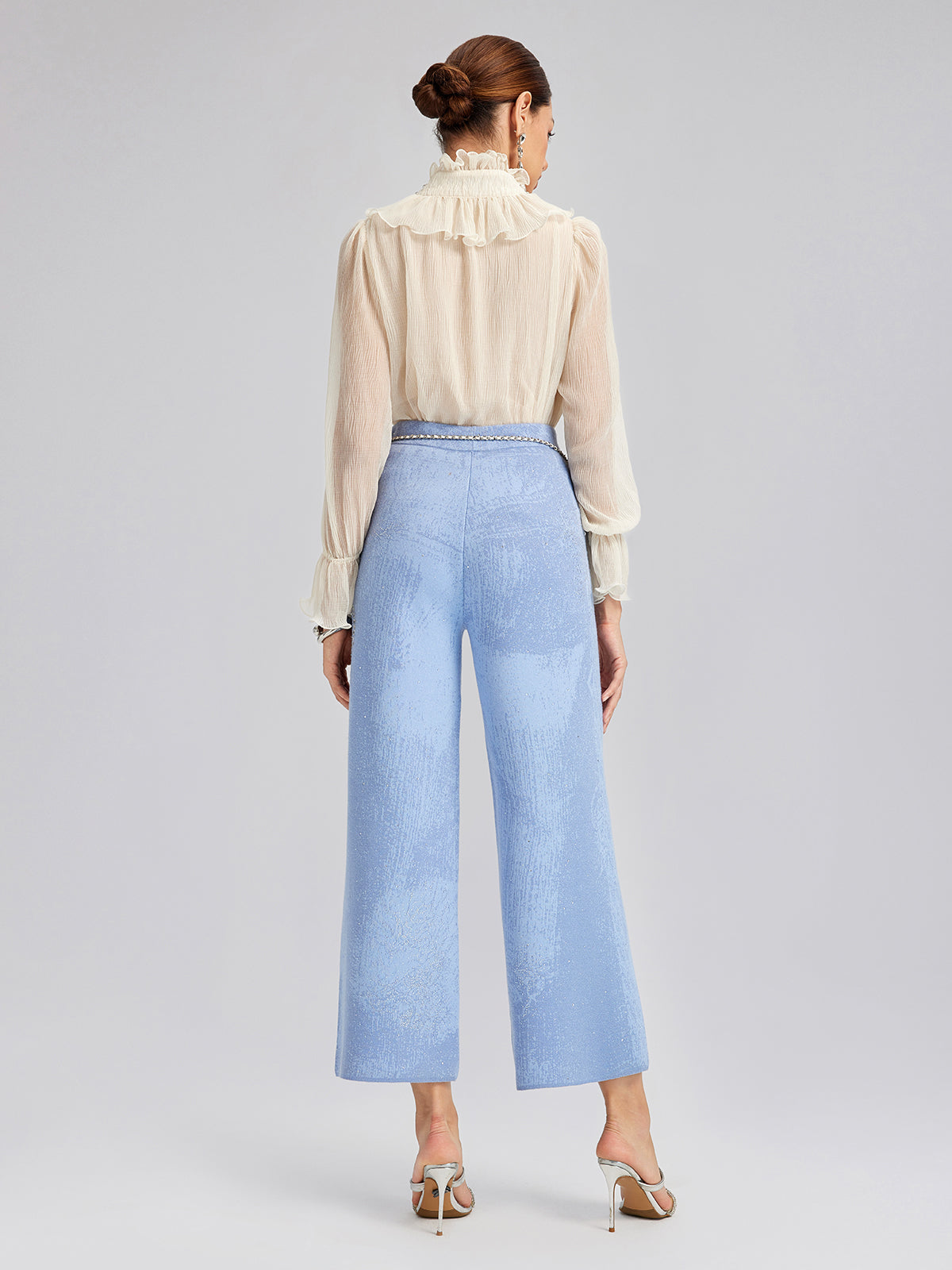 Wool Rhinestone-Embellished Jacquard Stretch Pants