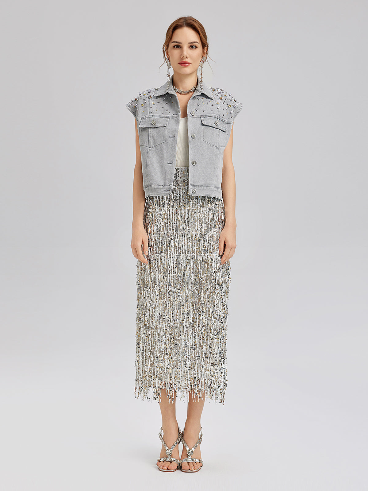 Final Sale | Hand-Beaded Soft Denim Vest