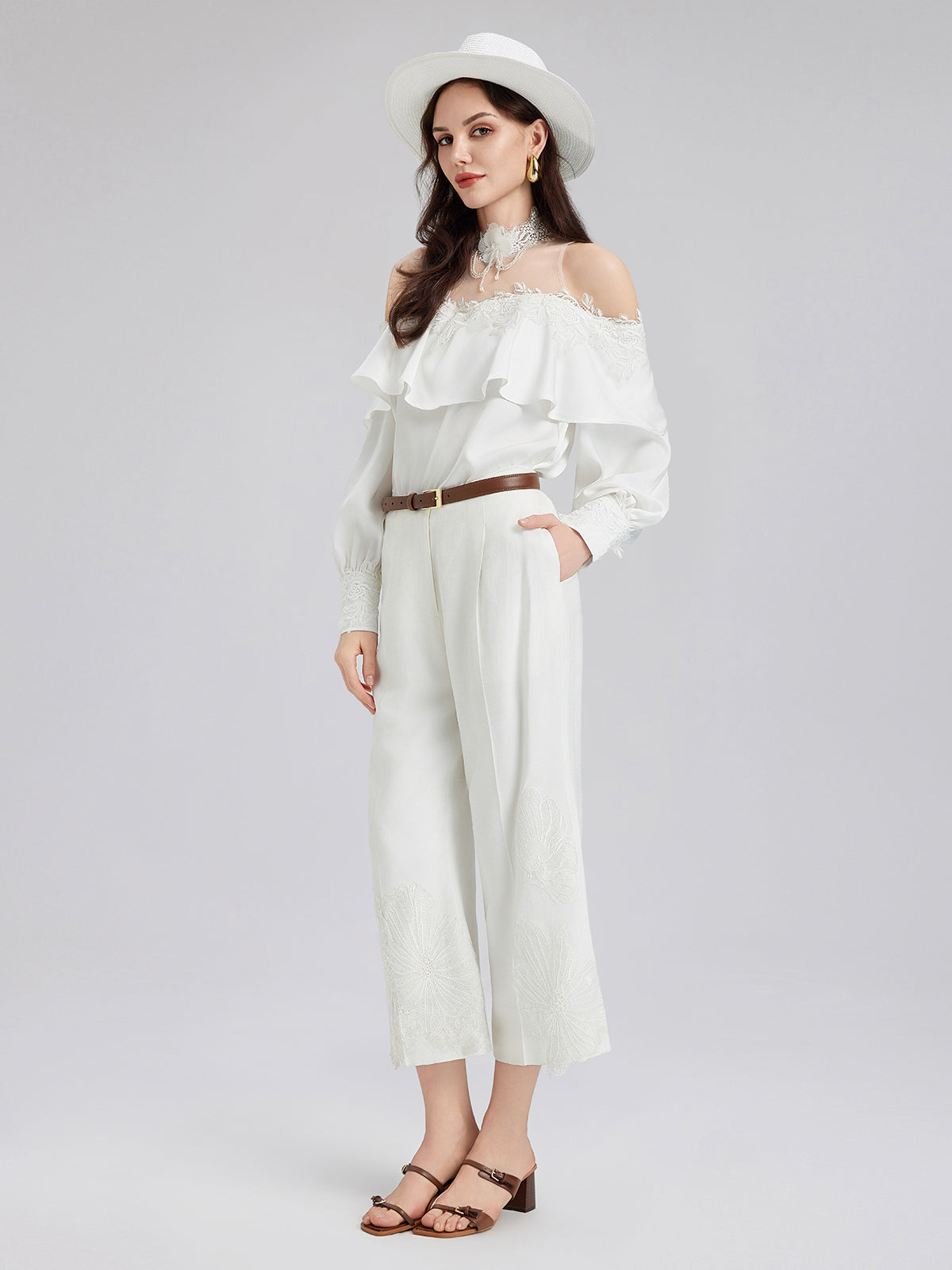 Final Sale | Luxe Elegant Embroidered Long Pants