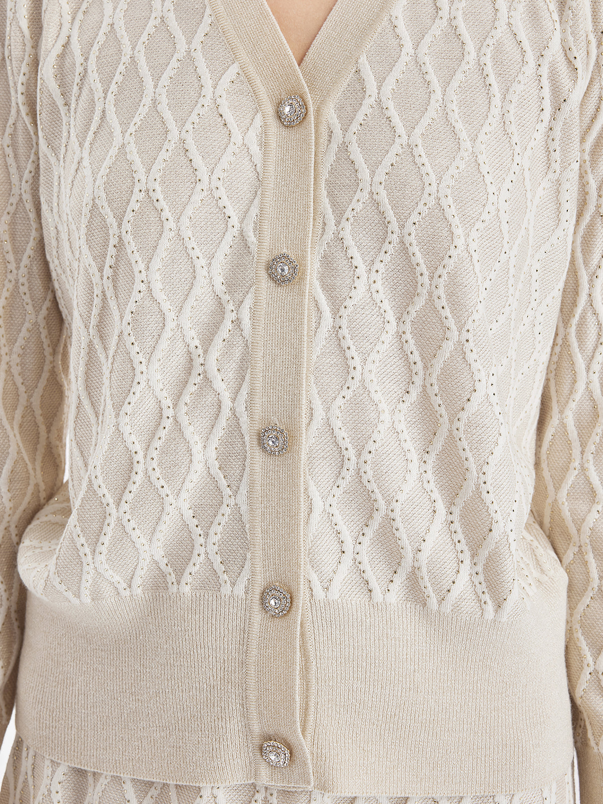 Merino Wool Geometric Knit Cardigan