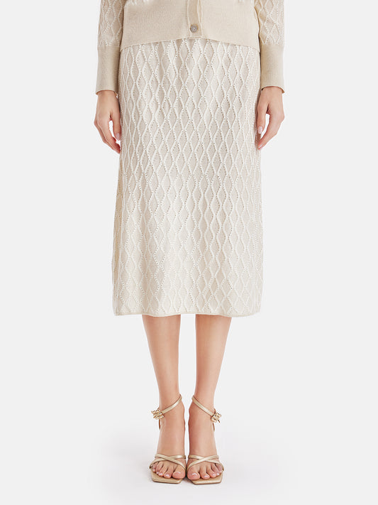 Wool Knit Textured A-Line Skirt