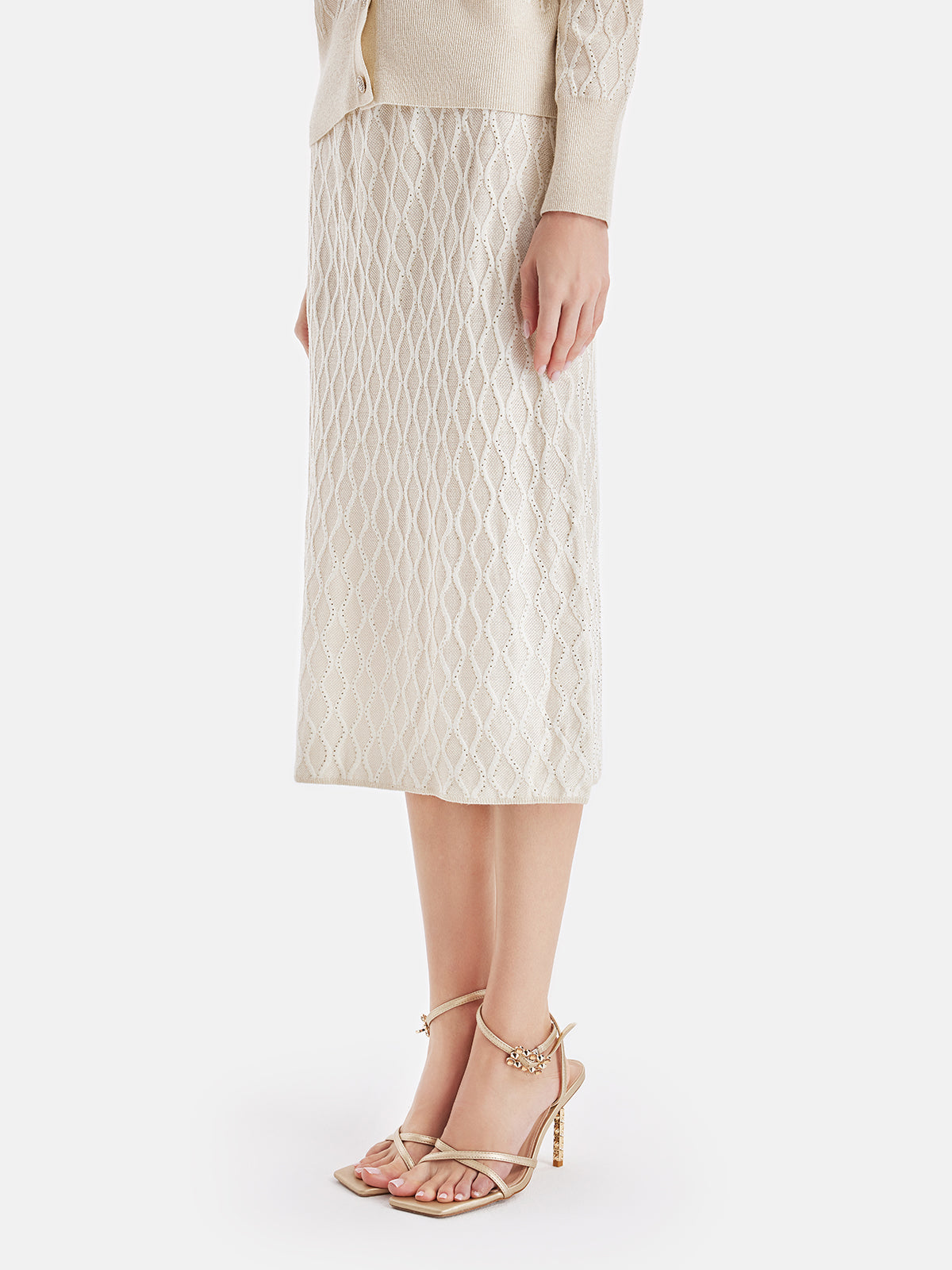 Wool Knit Textured A-Line Skirt