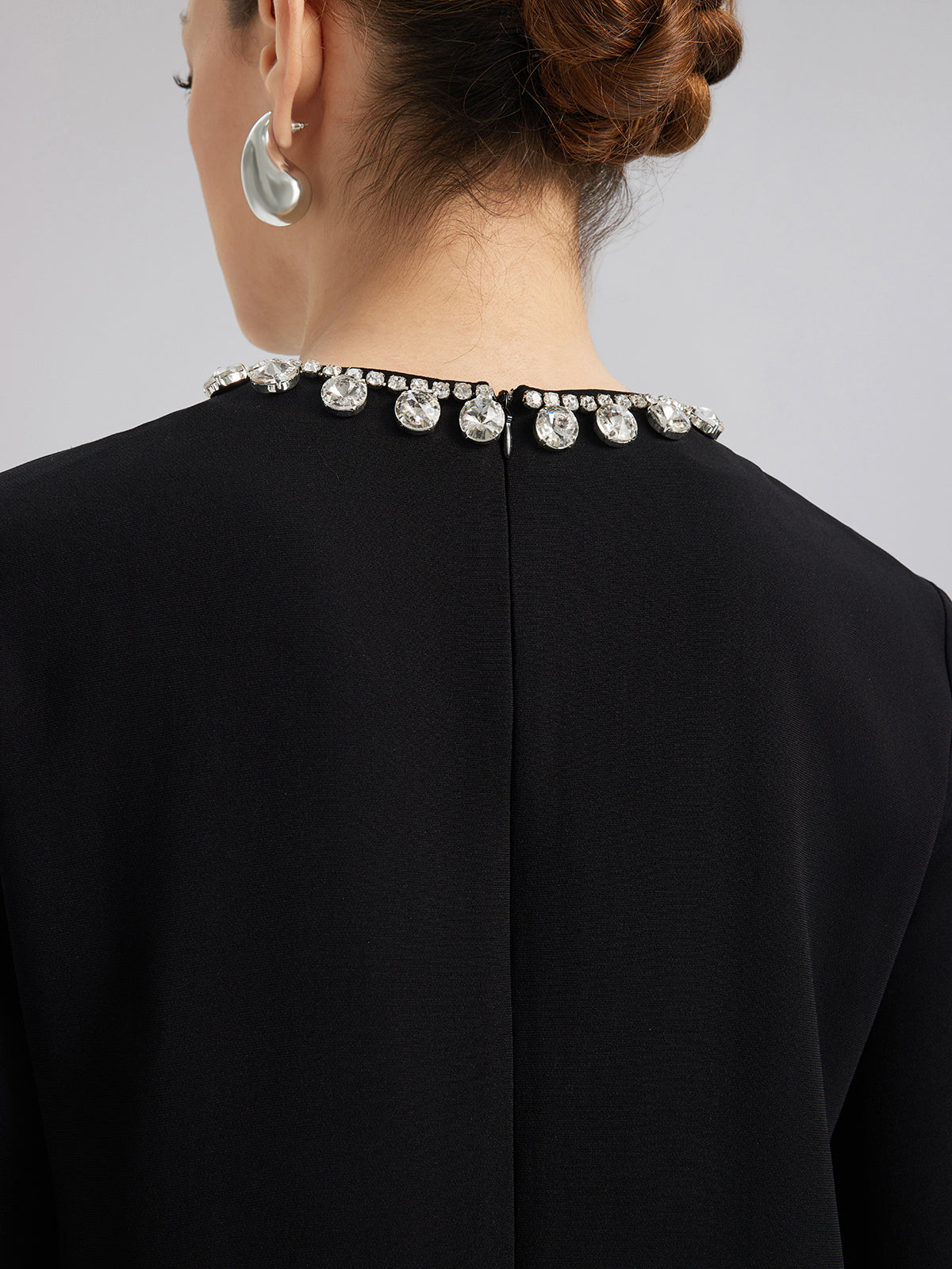 Luxurious Black Feather-Trimmed Dress