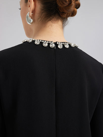 Luxurious Black Feather-Trimmed Dress