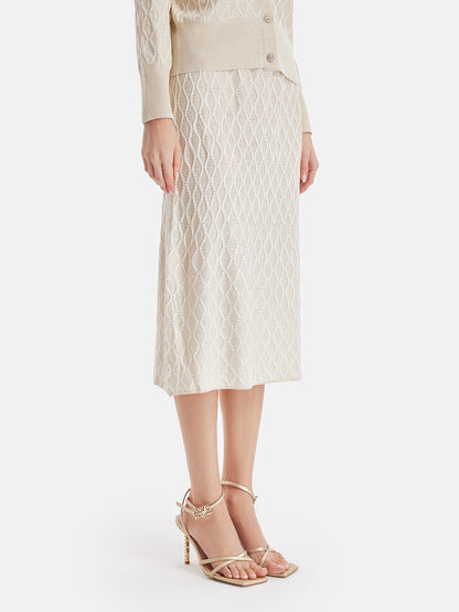 Wool Knit Textured A-Line Skirt