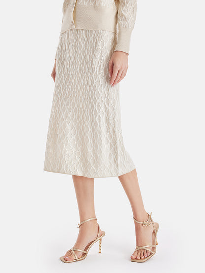 Wool Knit Textured A-Line Skirt